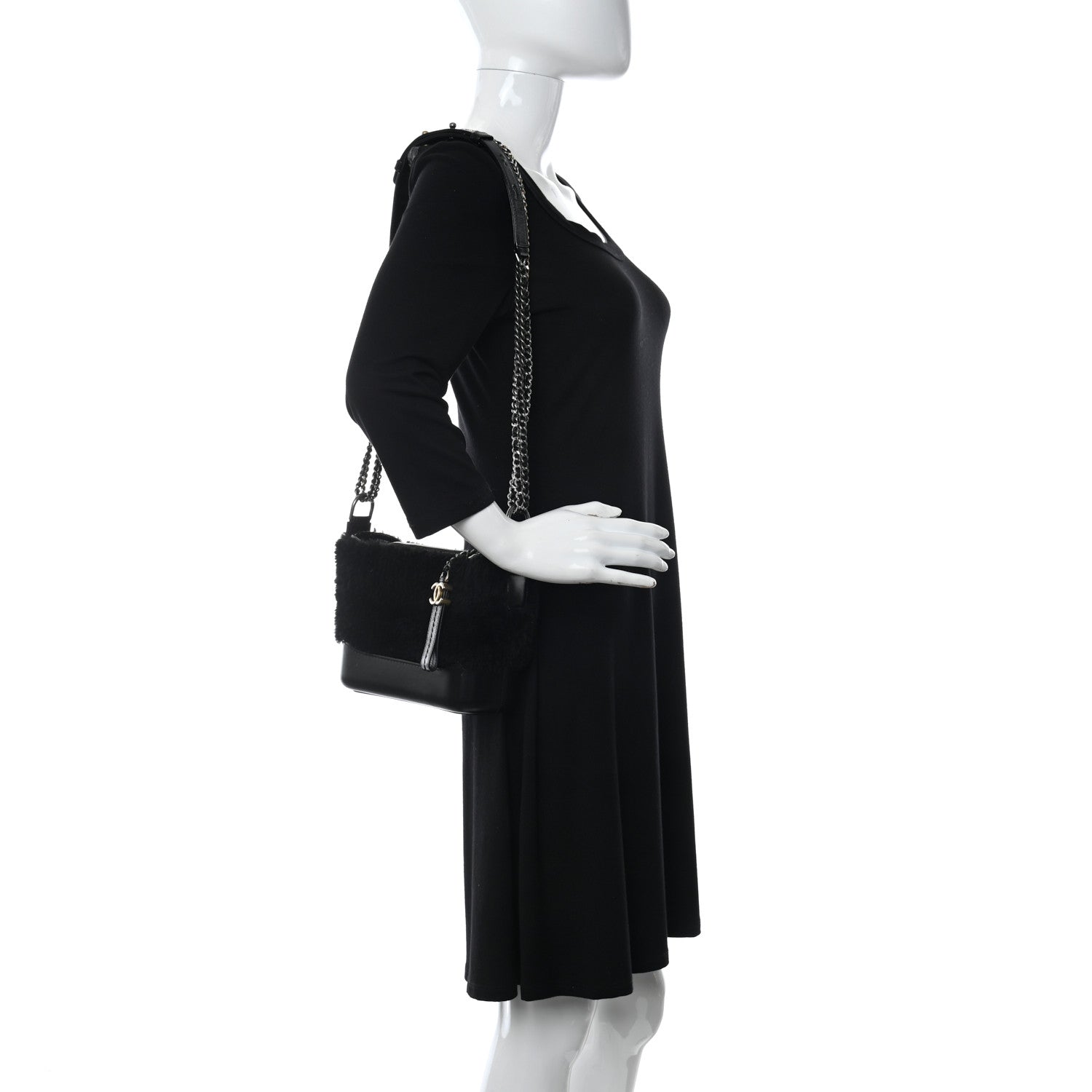 Chanel Shearling Small Gabrielle Hobo Black 3 of 10