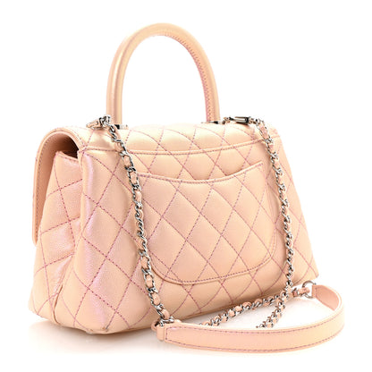 Chanel Iridescent Caviar Quilted Mini Coco Handle Flap Pink 3 of 10