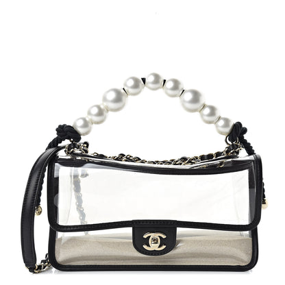 Chanel Lambskin PVC Sand By The Sea Flap With Pearl Strap Black 1 of 11