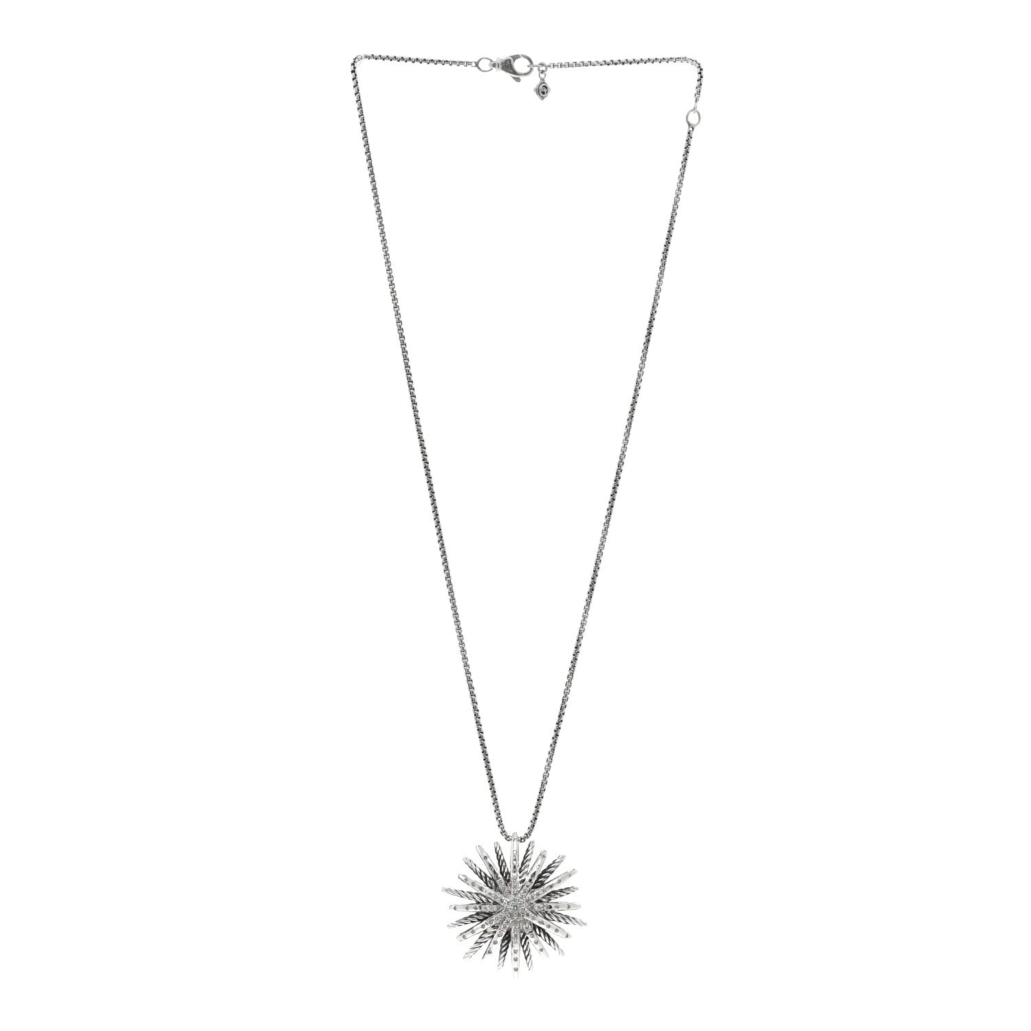 David Yurman Sterling Silver Diamond Large Starburst Pendant Necklace 3 of 4