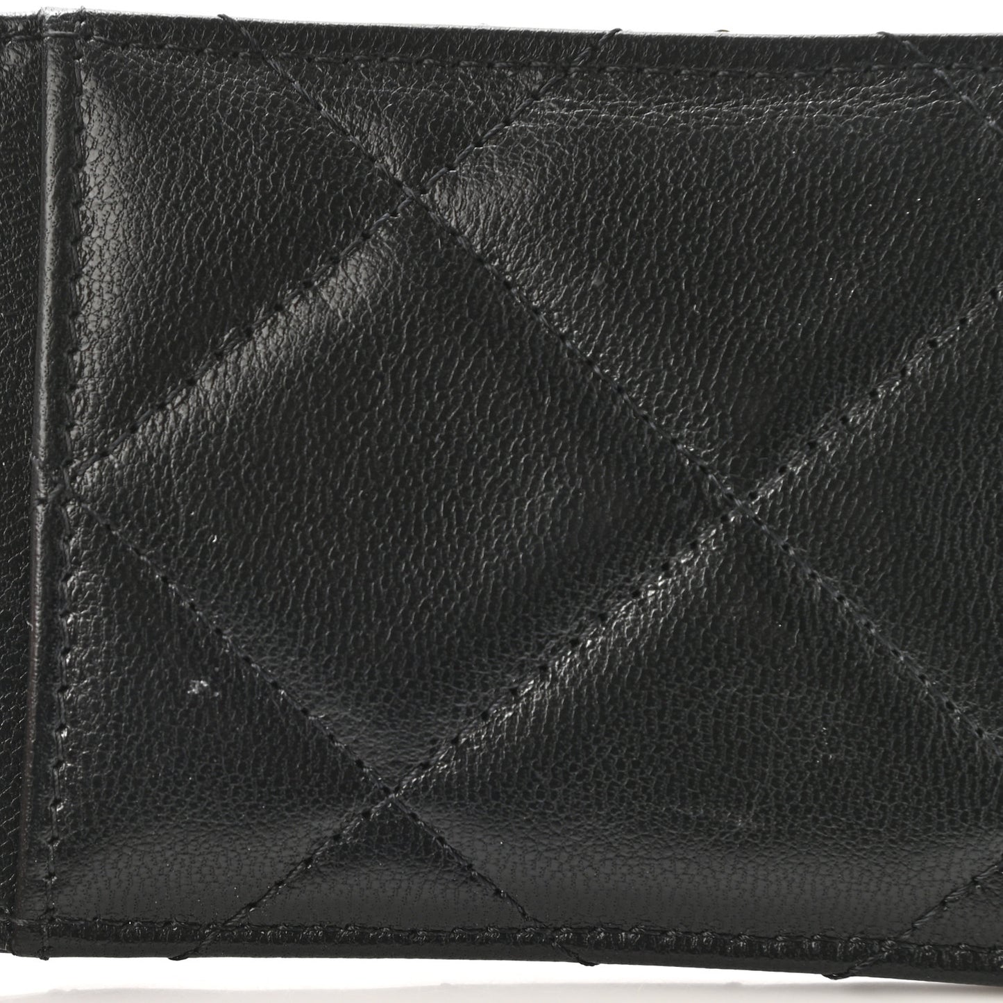 Shiny Goatskin Quilted Chanel 19 Card Holder On Chain Black