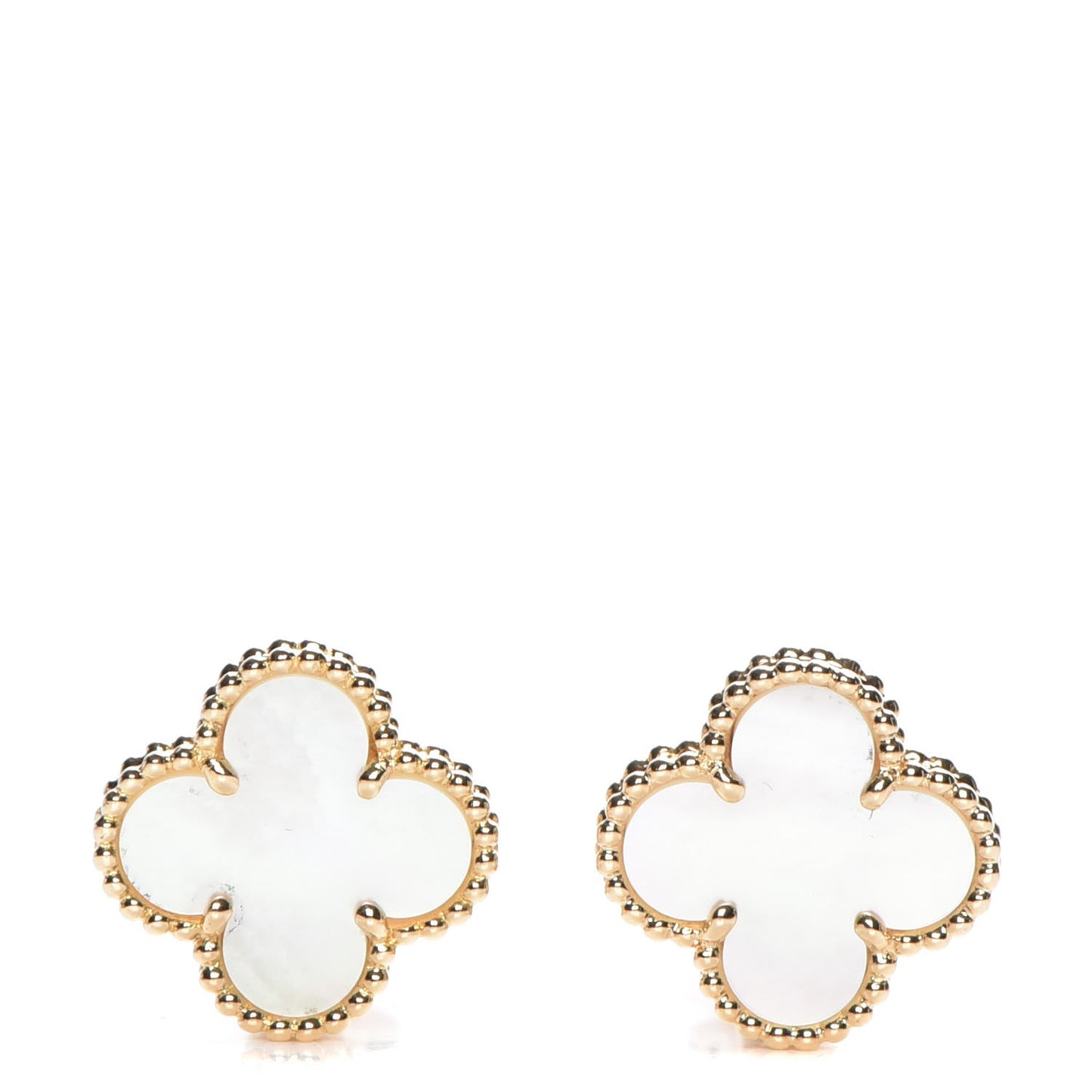18K Yellow Gold Mother of Pearl Vintage Alhambra Earrings