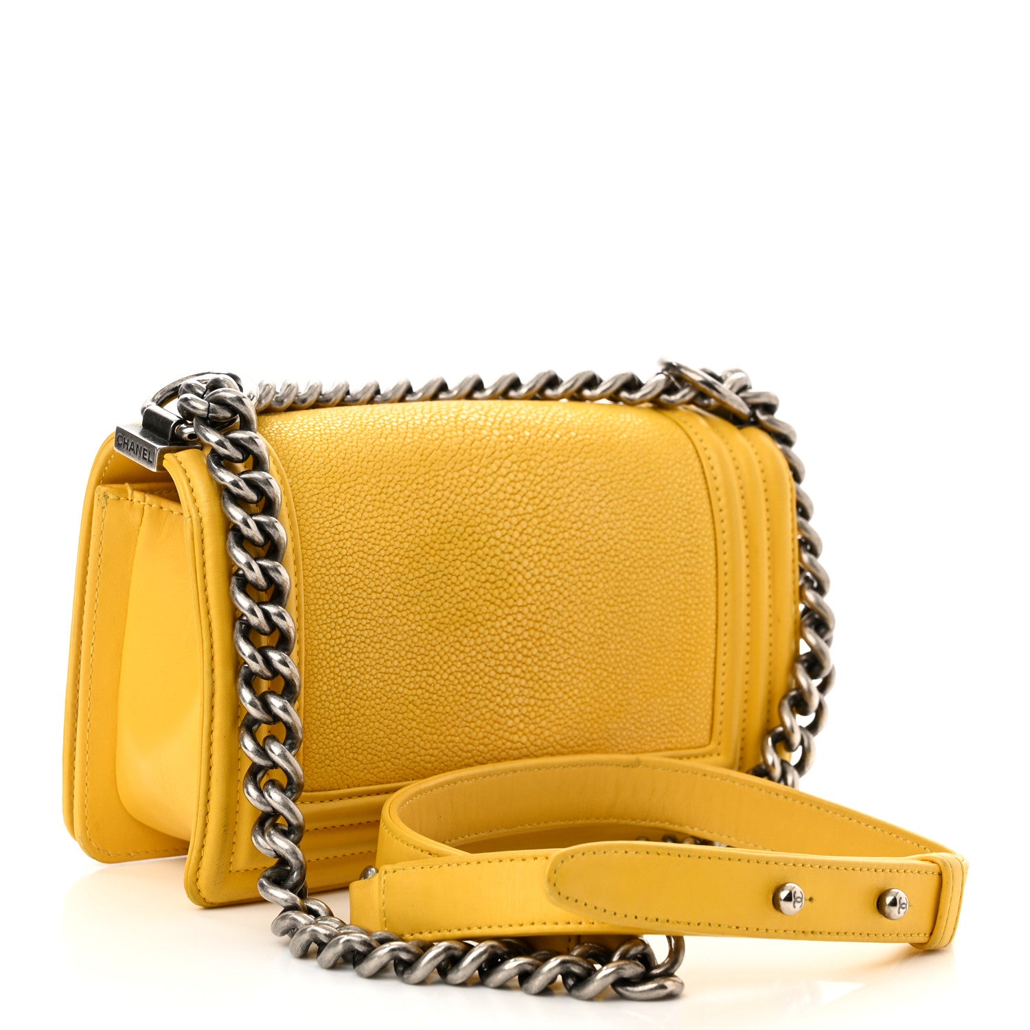 Chanel Galuchat Stingray Small Boy Flap Yellow 3 of 12