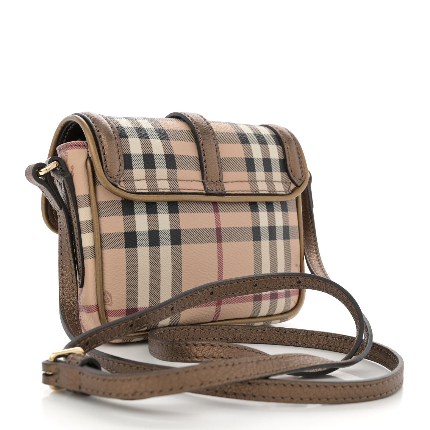 Metallic Suede Haymarket Check Mini Berkeley Crossbody Antique Gold