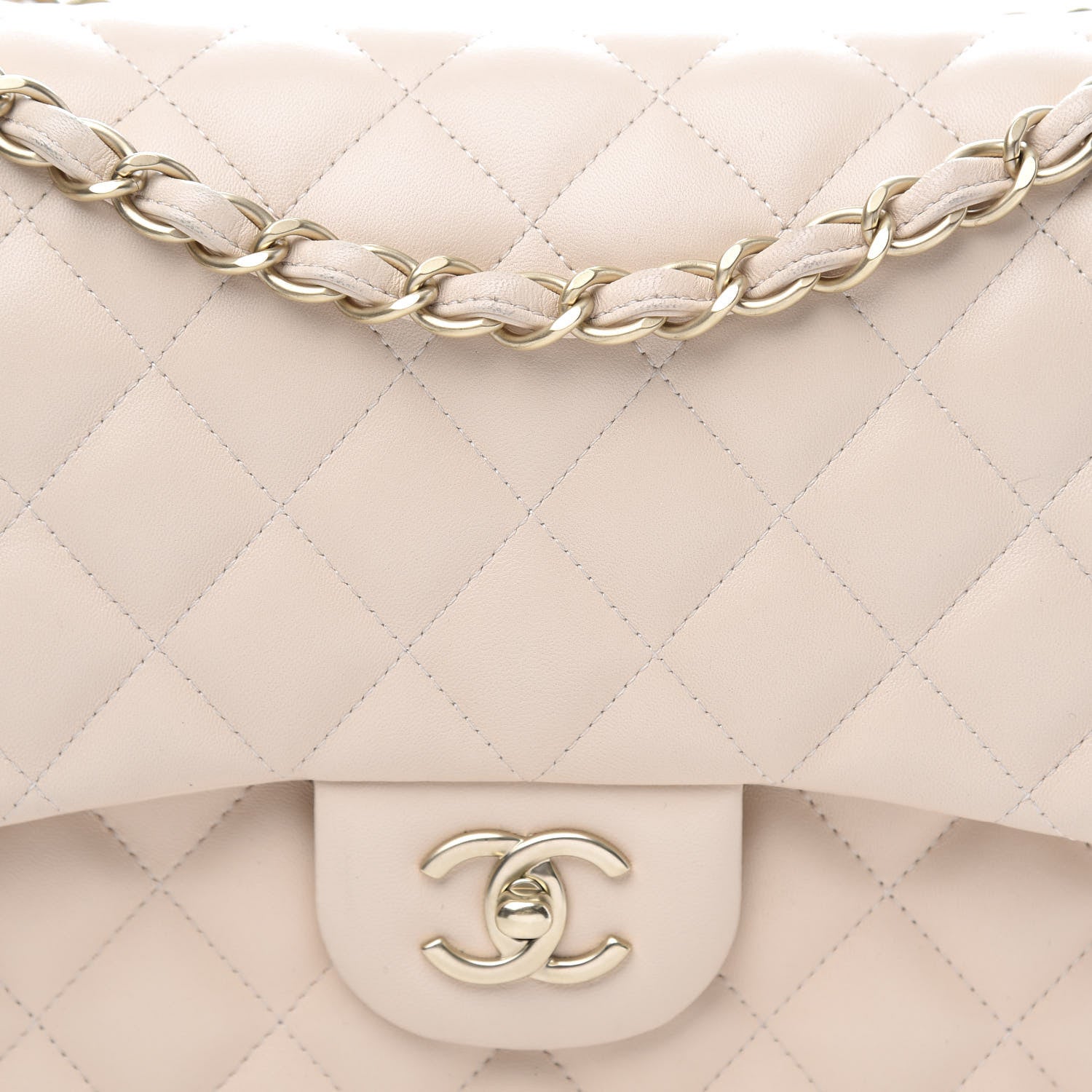 Chanel Lambskin Quilted Jumbo Double Flap Beige Clair 12 of 13