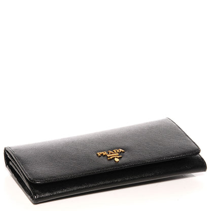 Prada Saffiano Metal Continental Flap Wallet Nero Black 4 of 12