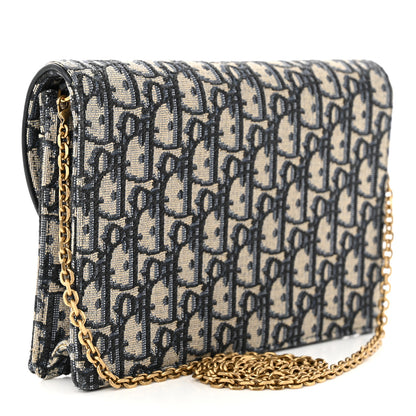 Christian Dior Oblique Saddle Chain Pouch Blue 3 of 10