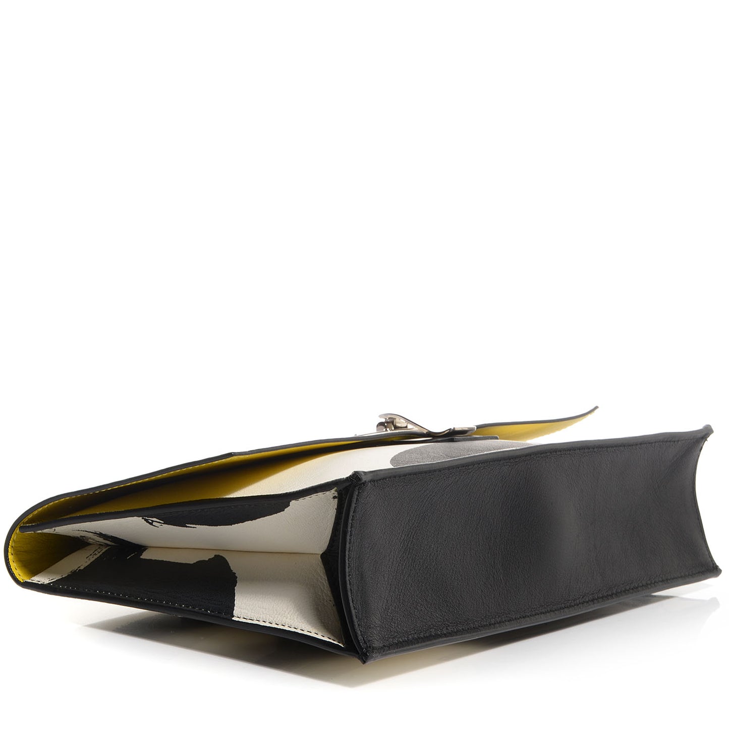Lambskin Small Printed Lunch Bag Clutch Black White