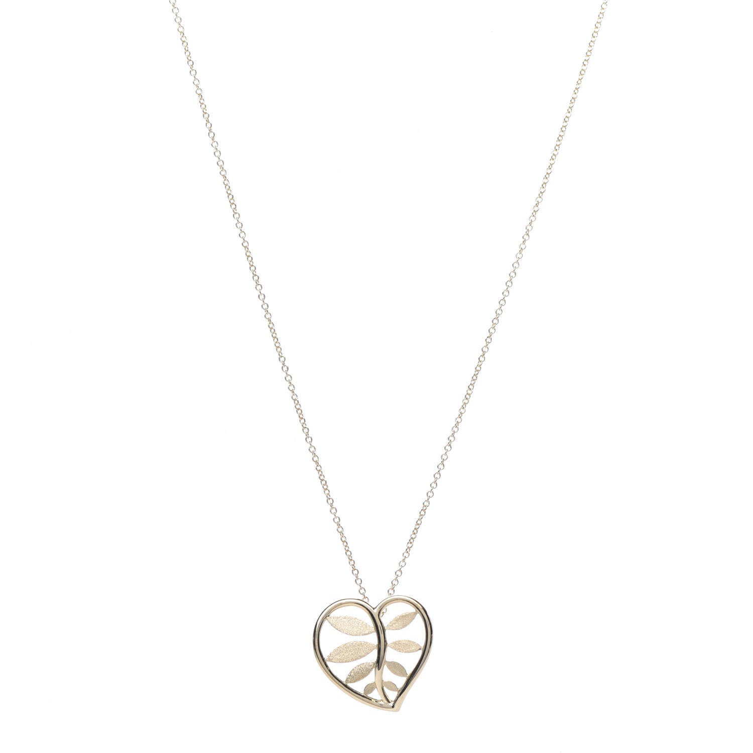 Tiffany 18K Yellow Gold Paloma Picasso Villa Paloma Heart Palm Pendant Necklace 1 of 10