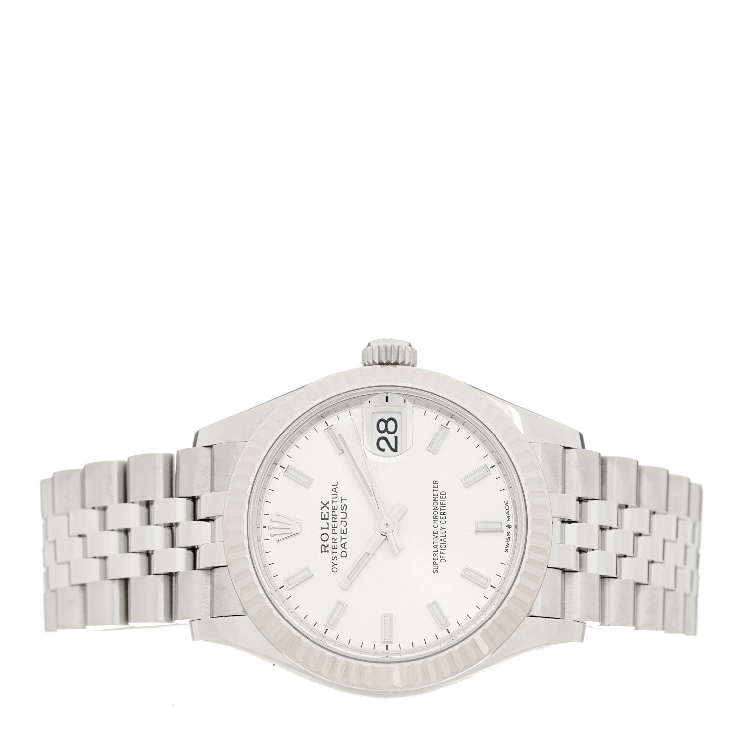 Rolex Stainless Steel 18K White Gold 31mm Oyster Perpetual Datejust Watch Silver 278274 2 of 5