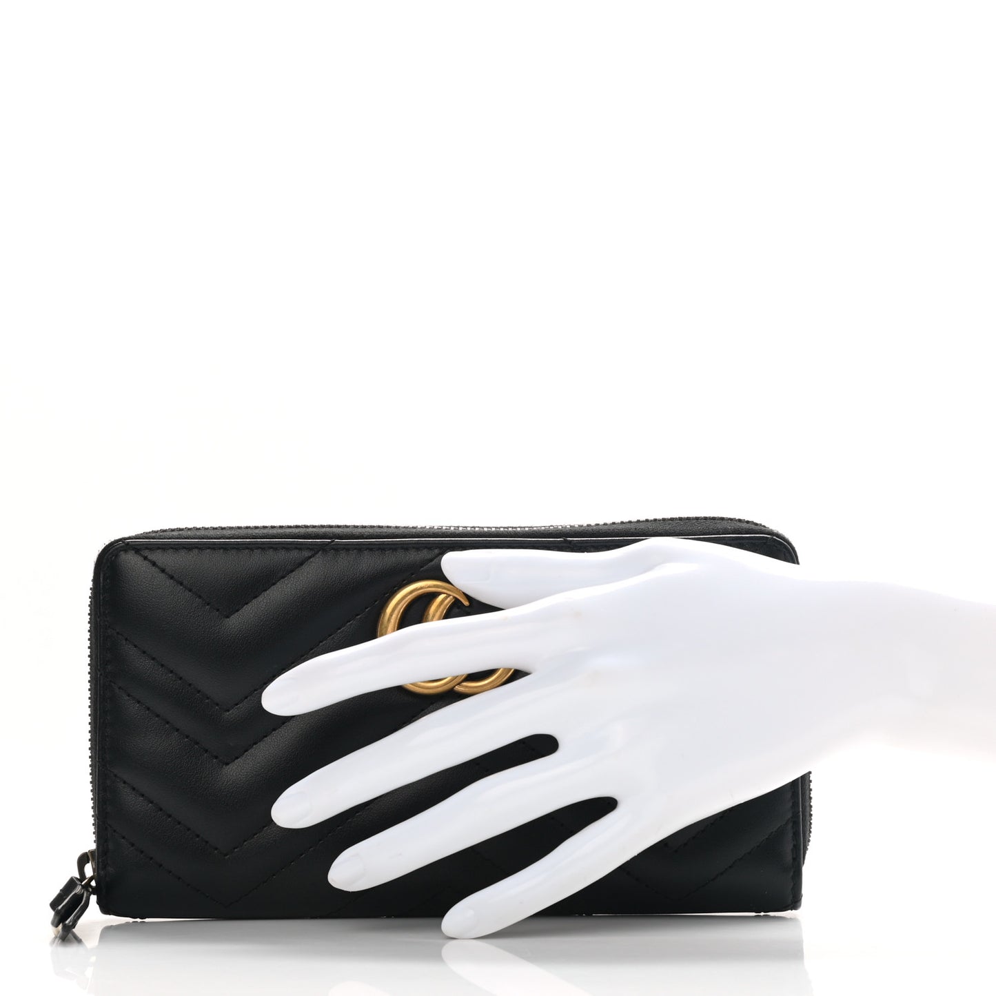 Calfskin Matelasse GG Marmont Zip Around Wallet Black