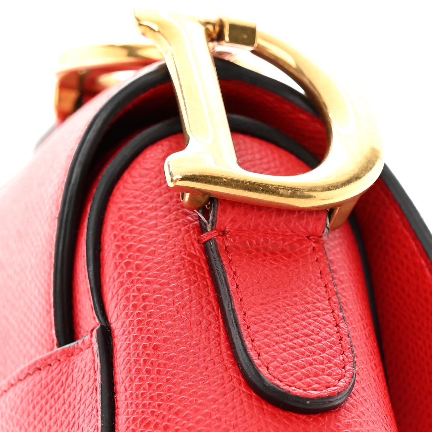 Christian Dior Grained Calfskin Saddle Bag Red 15 of 15