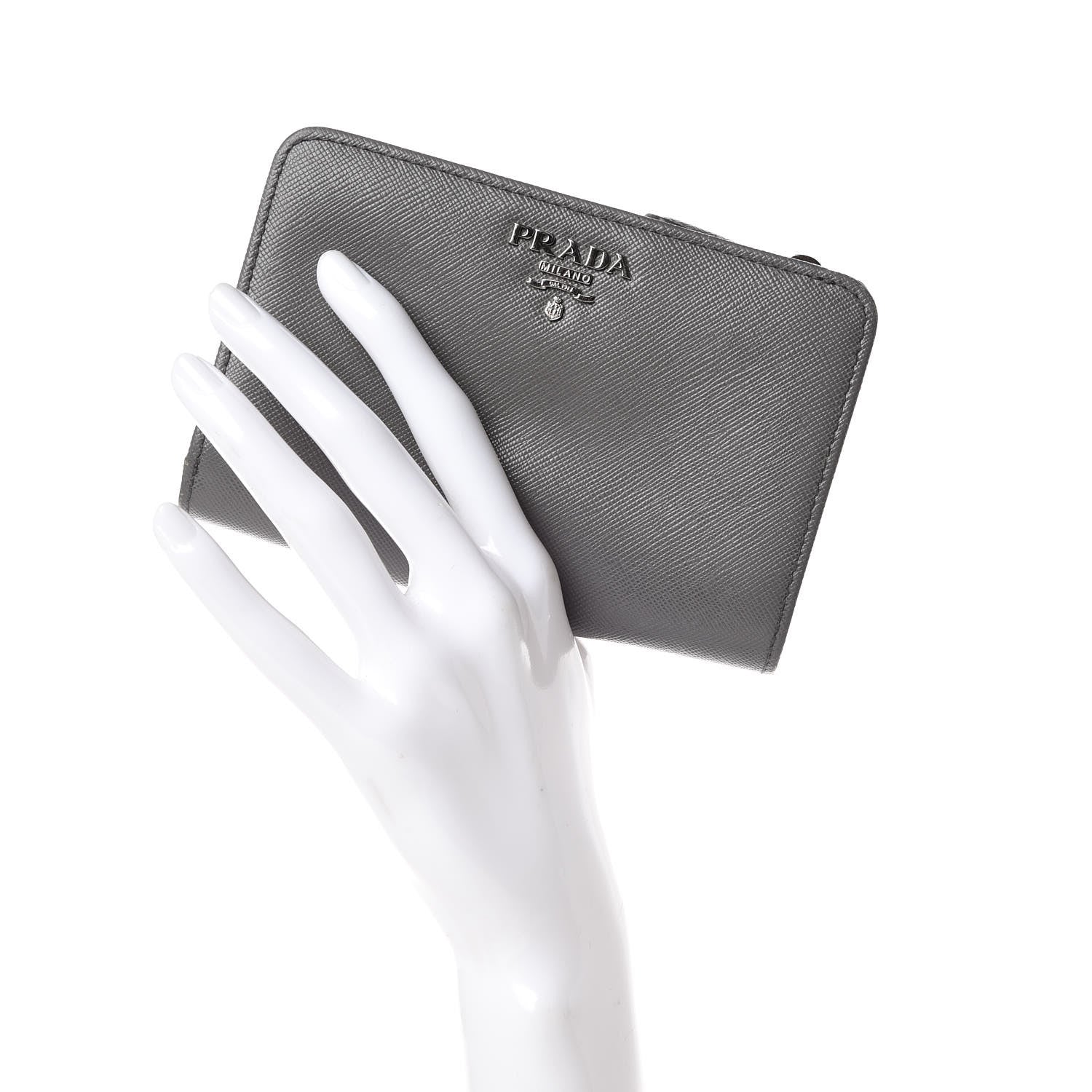 Prada Saffiano Compact Wallet Marmo 2 of 8