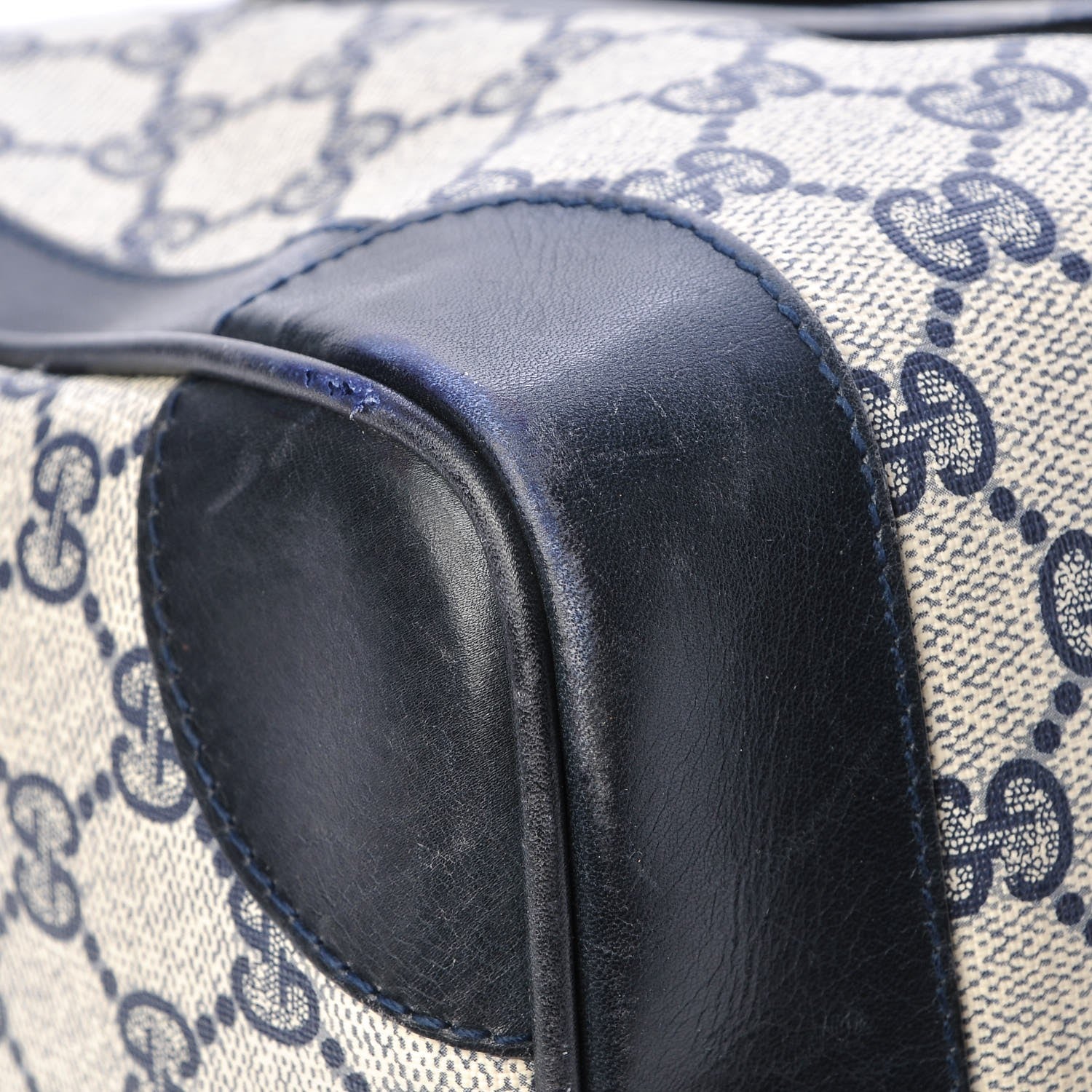 Gucci Coated Canvas Monogram Web Boston Navy 9 of 10