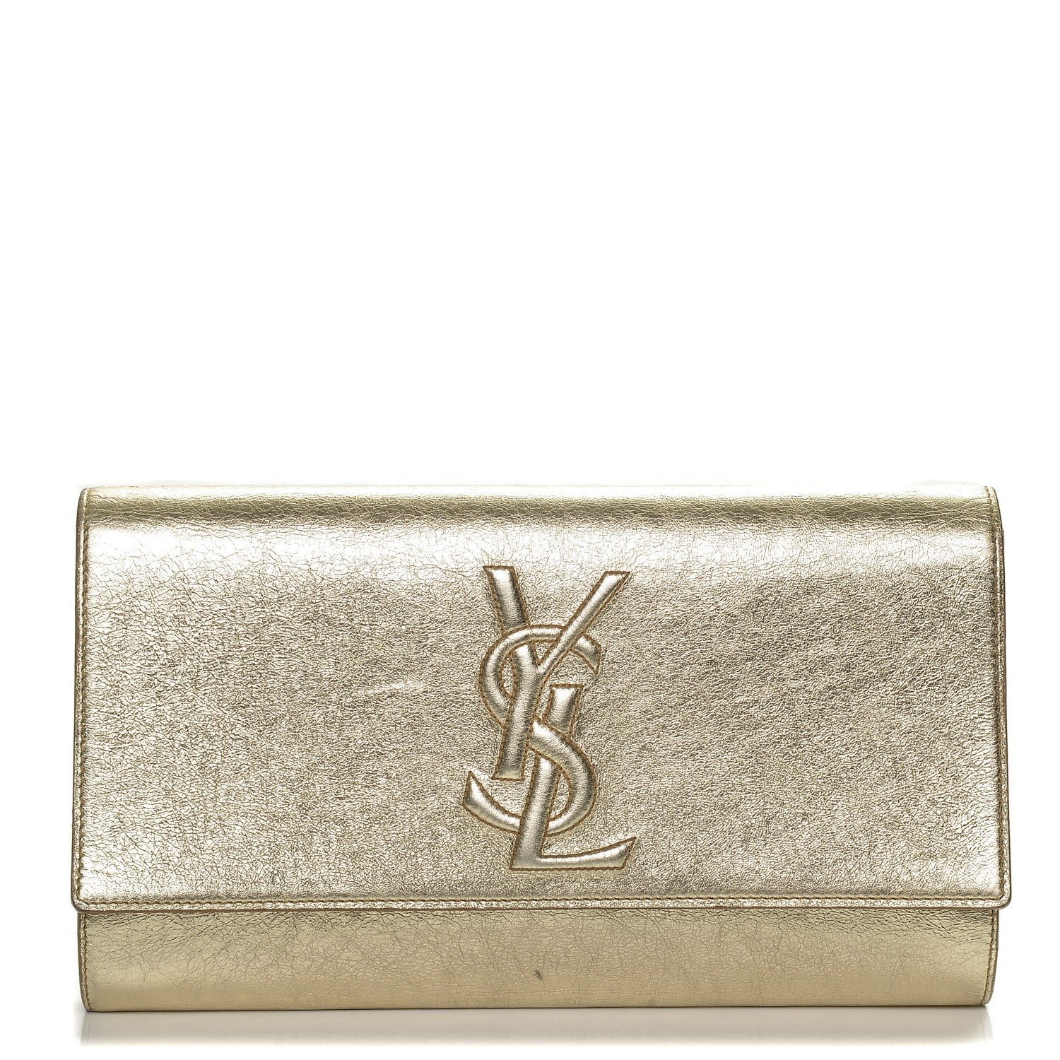 Saint Laurent Metallic Calfskin Monogram Large Belle De Jour Clutch Gold 1 of 6