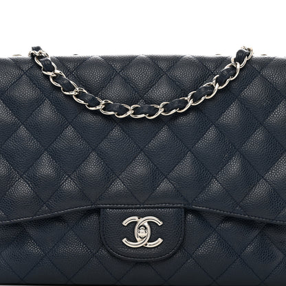 Chanel Caviar Quilted Jumbo Single Flap Navy 5 of 11
