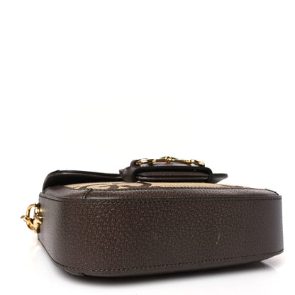 Gucci Monogram Jumbo GG Textured Dollar Calfskin Web Mini Horsebit 1955 Shoulder Bag Camel Ebony New Acero 4 of 8