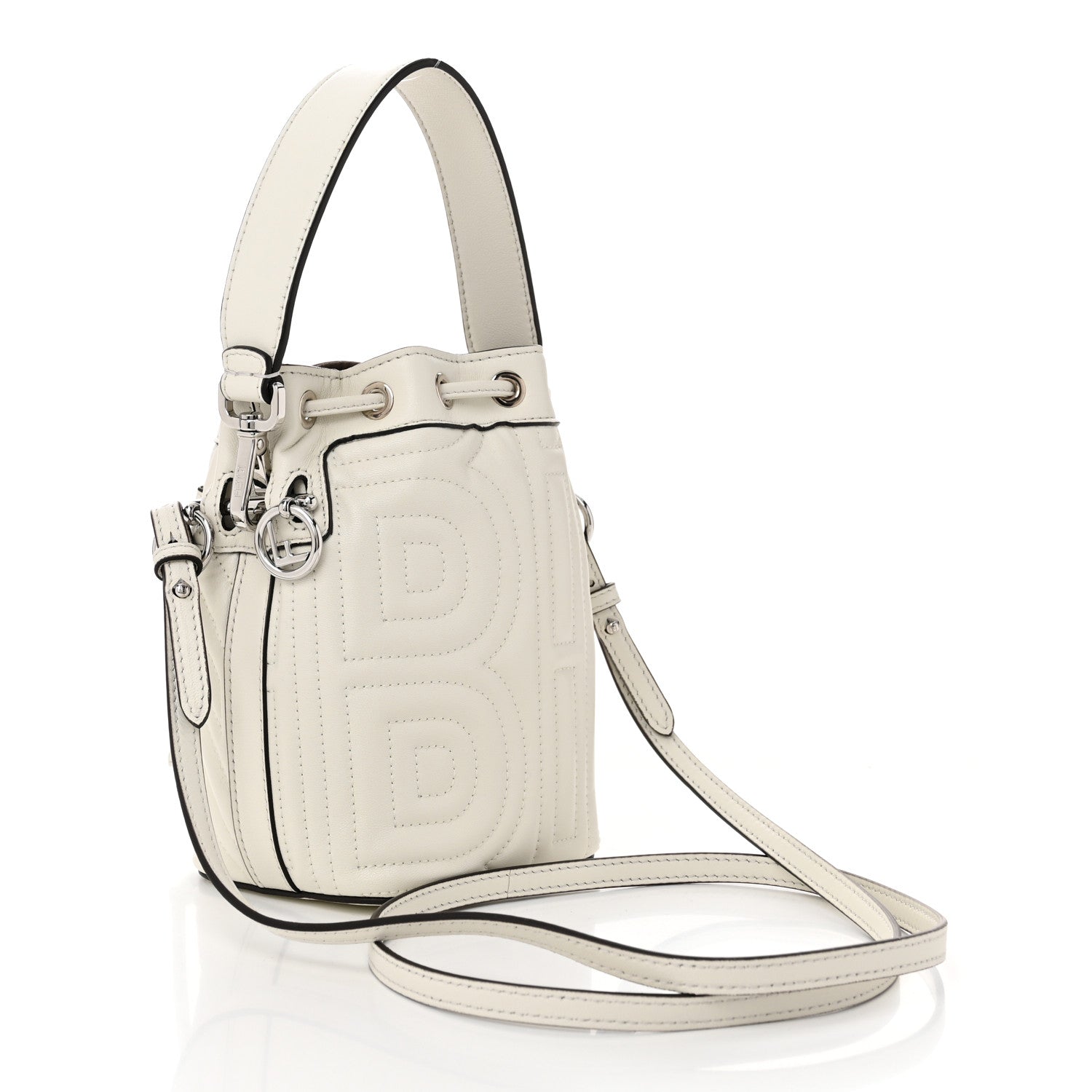 Fendi Vitello Liberty F Embossed Mini Mon Tresor Bucket Bag White 3 of 11