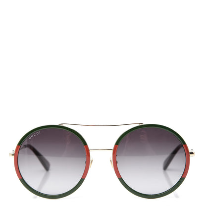 Gucci Round Frame Sunglasses GG0061S Gold Green 2 of 8