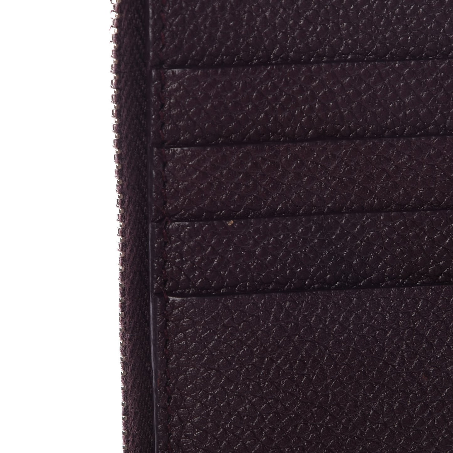Grained Calfskin 5 Fragments Zip Pouch Card Holder Amaranto