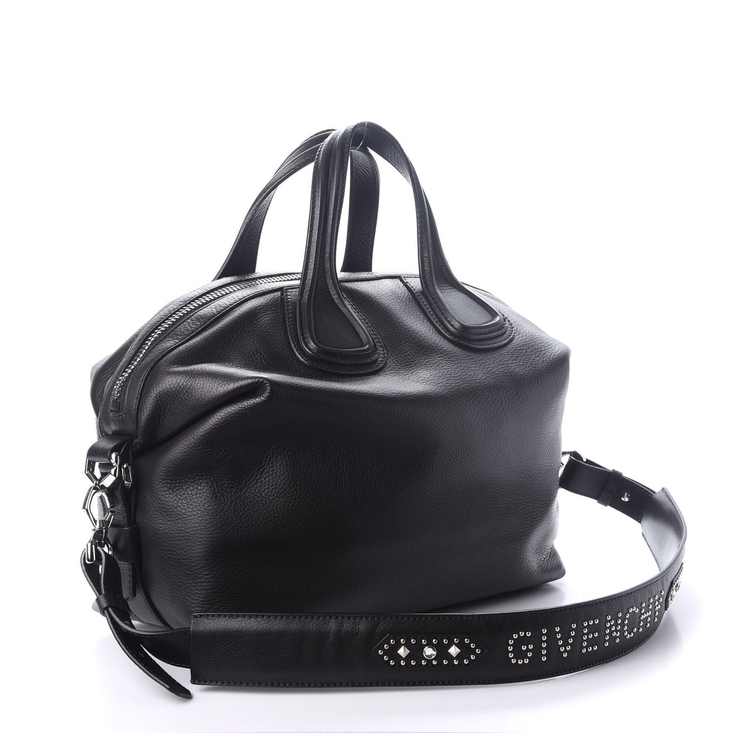 Waxed Calfskin Studded Medium Nightingale Black