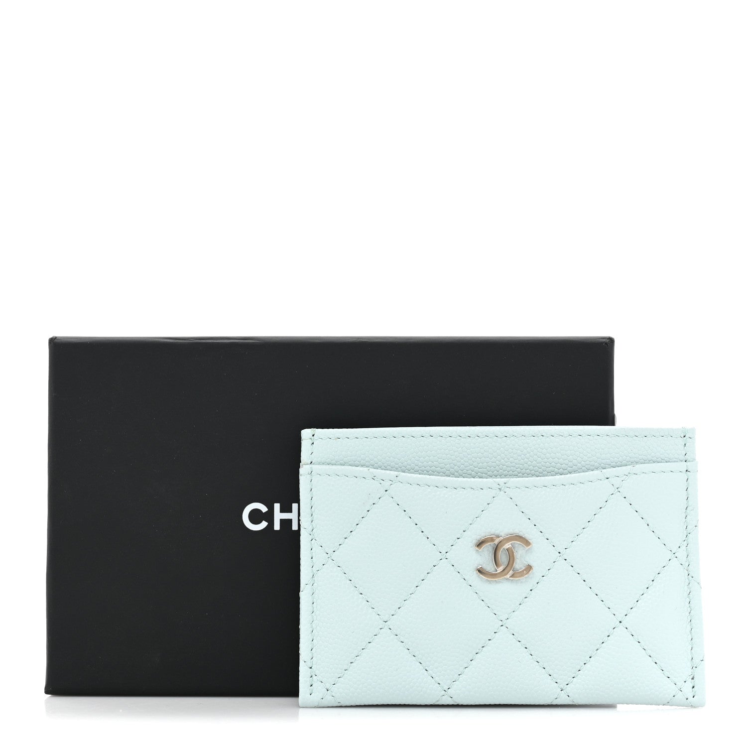 Chanel Caviar Quilted Card Holder Light Blue 11 of 11