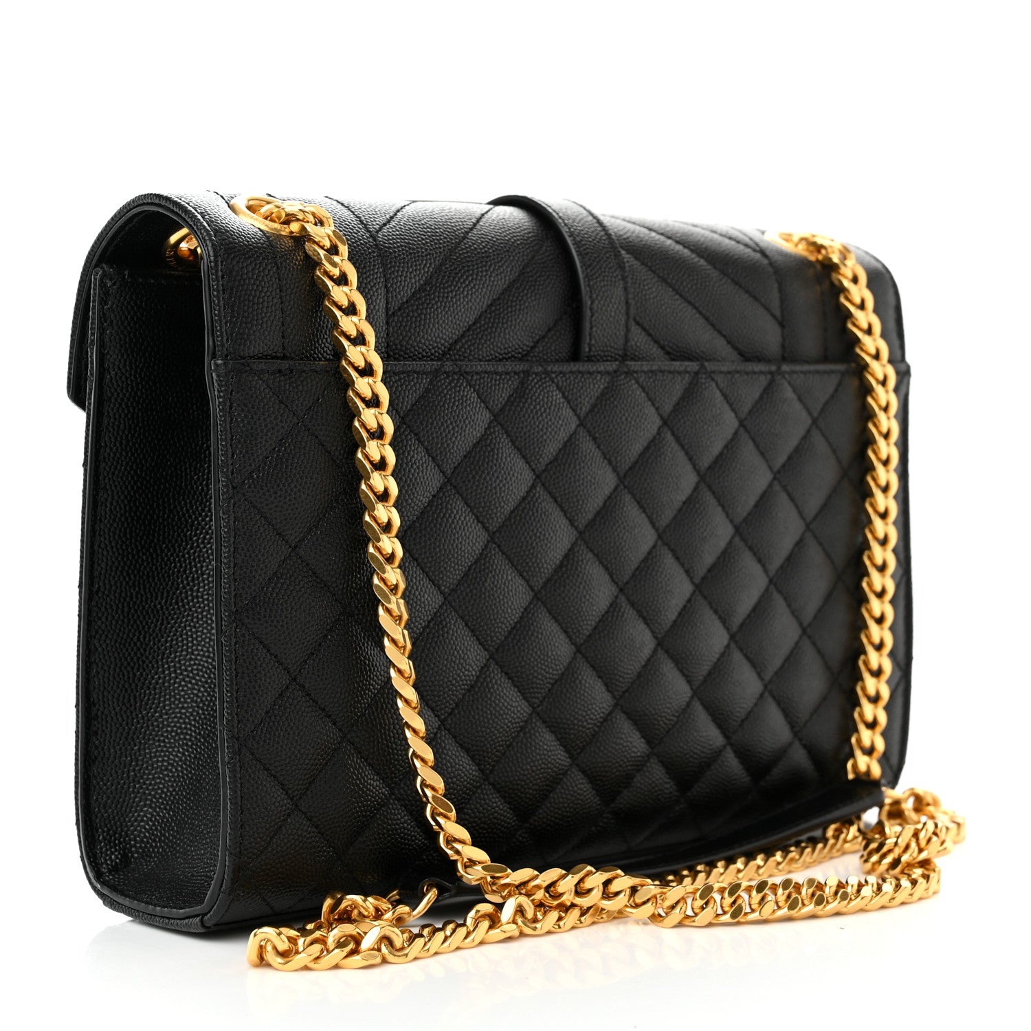Saint Laurent Grain De Poudre Textured Mixed Matelasse Triquilt Medium Monogram Satchel Black 3 of 12