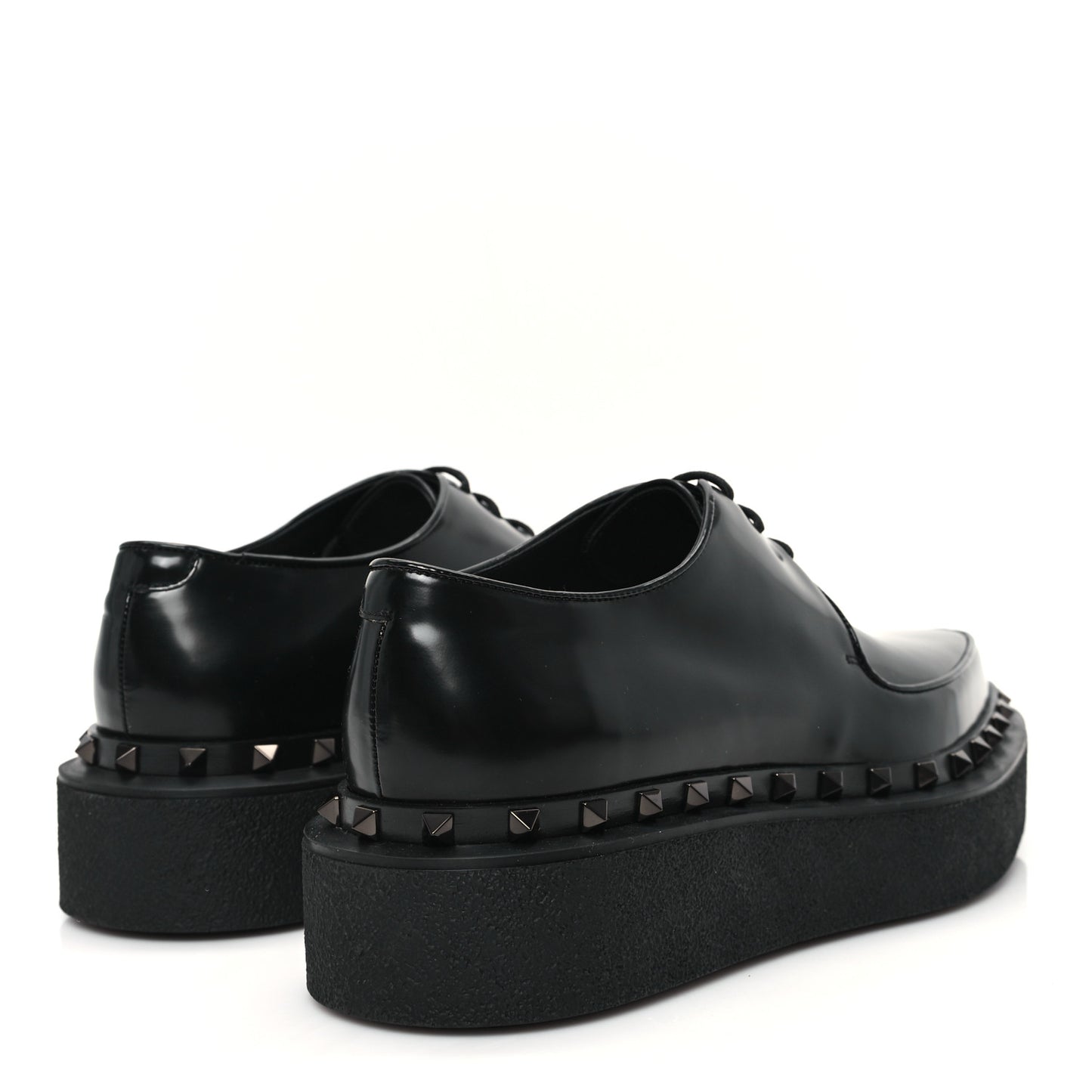 Calfskin Rockstud Womens M-Way Derby Loafers 41 Black