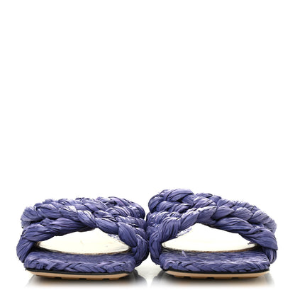 Bottega Veneta Raffia Twisted Intrecciato Stretch Flat Sandals 40 Lavender 2 of 7