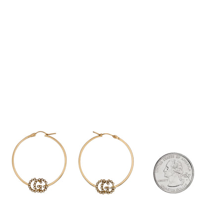Gucci 18K Yellow Gold Diamond Running GG Hoop Earrings 2 of 5