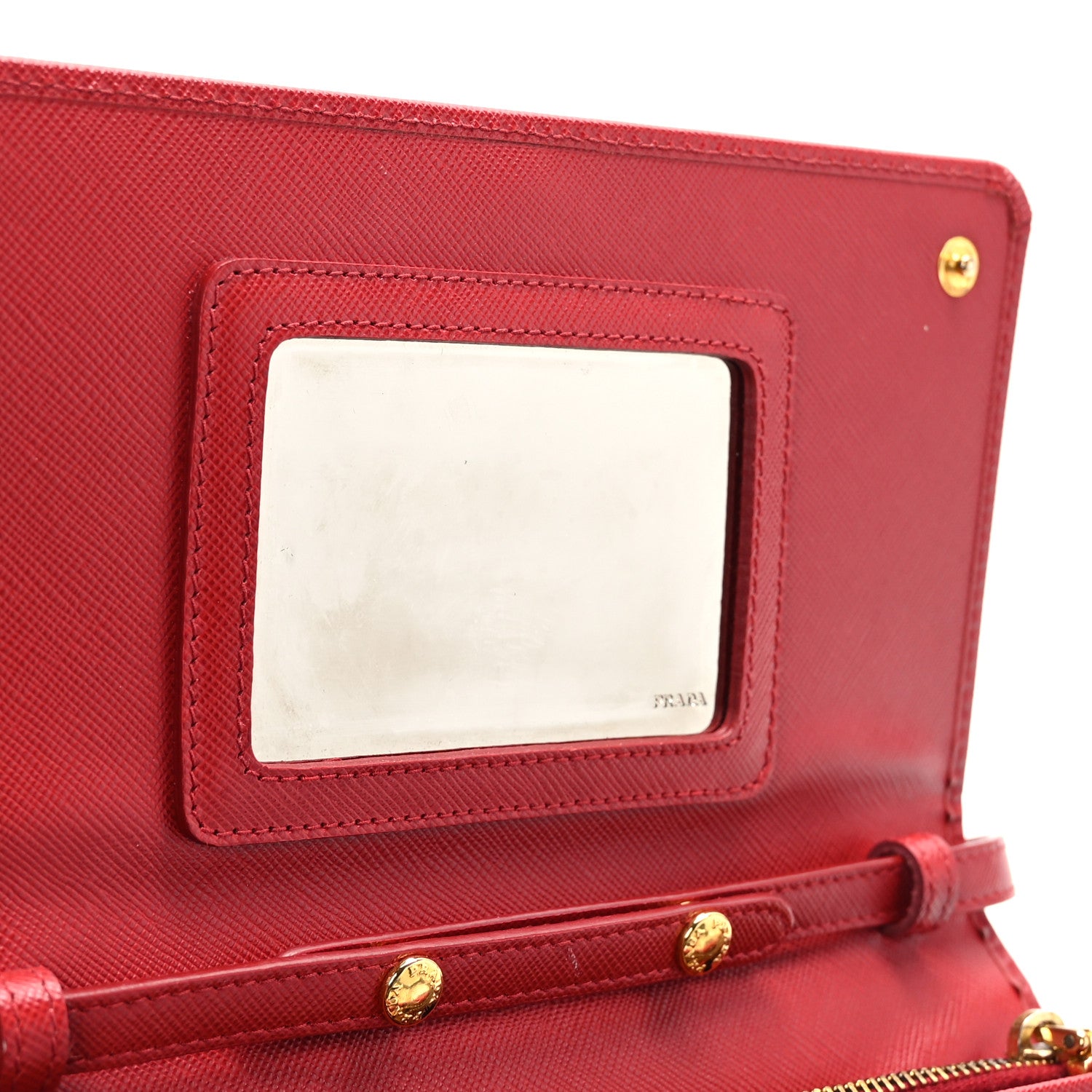 Prada Saffiano Metal Flap Wallet With Strap Fuoco 6 of 13