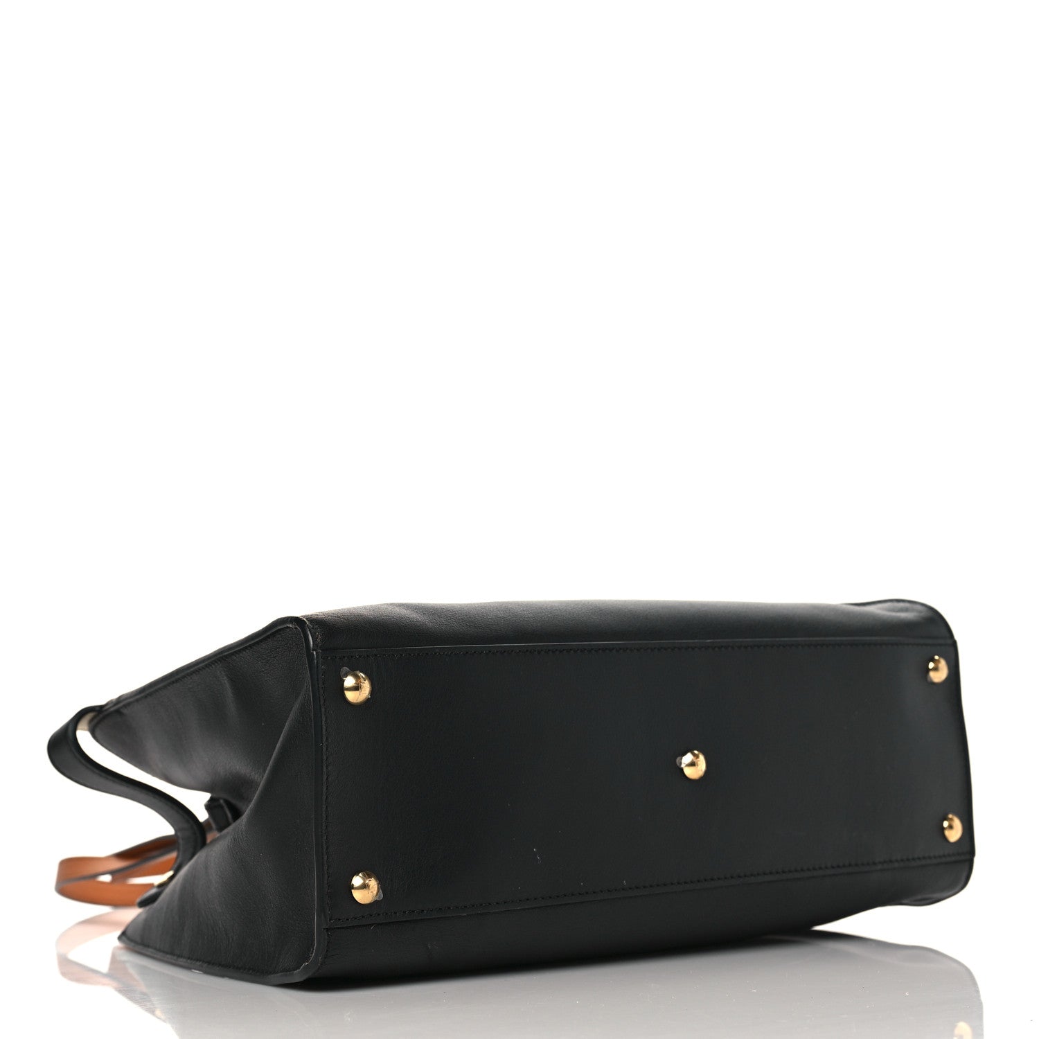 Fendi Vitello Seta Century Small Peekaboo X-Tote Black Brandy 4 of 9