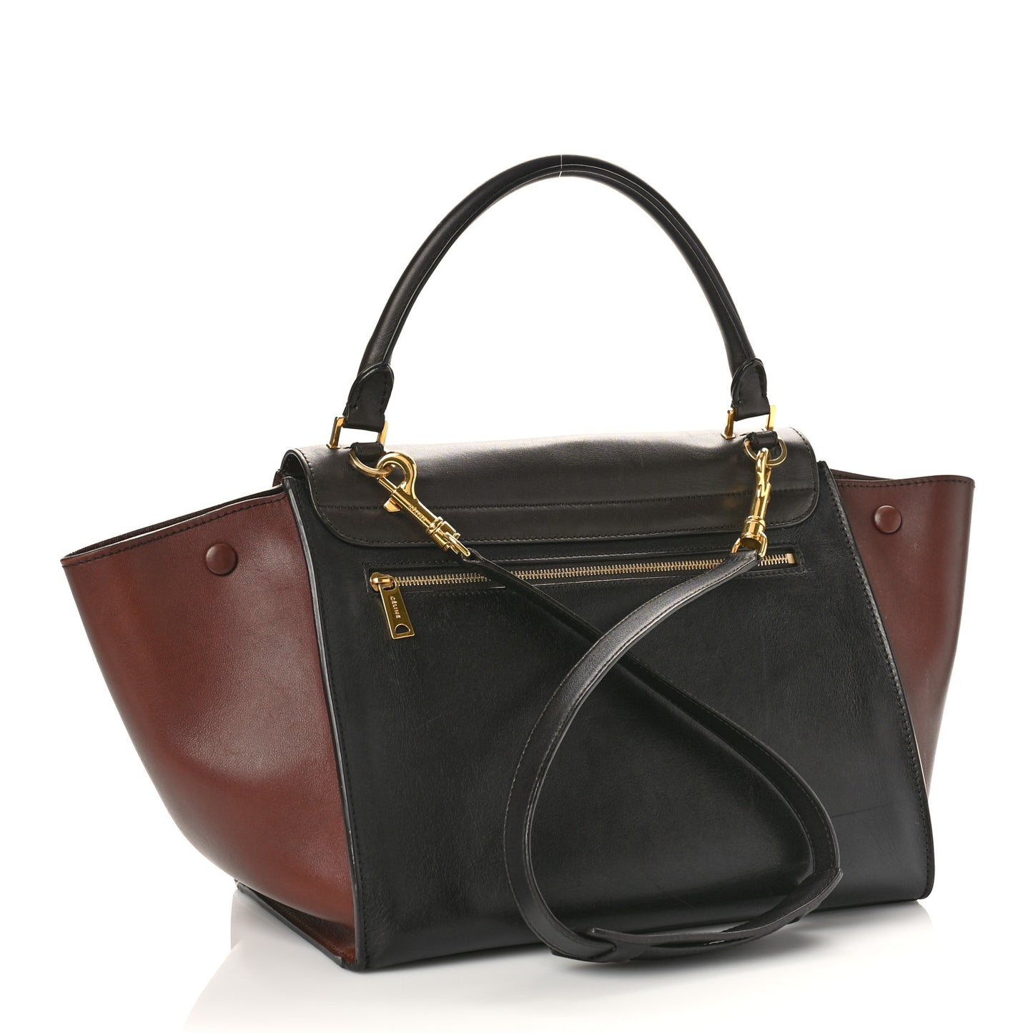 Smooth Calfskin Suede Medium Tri-Color Trapeze Terracotta
