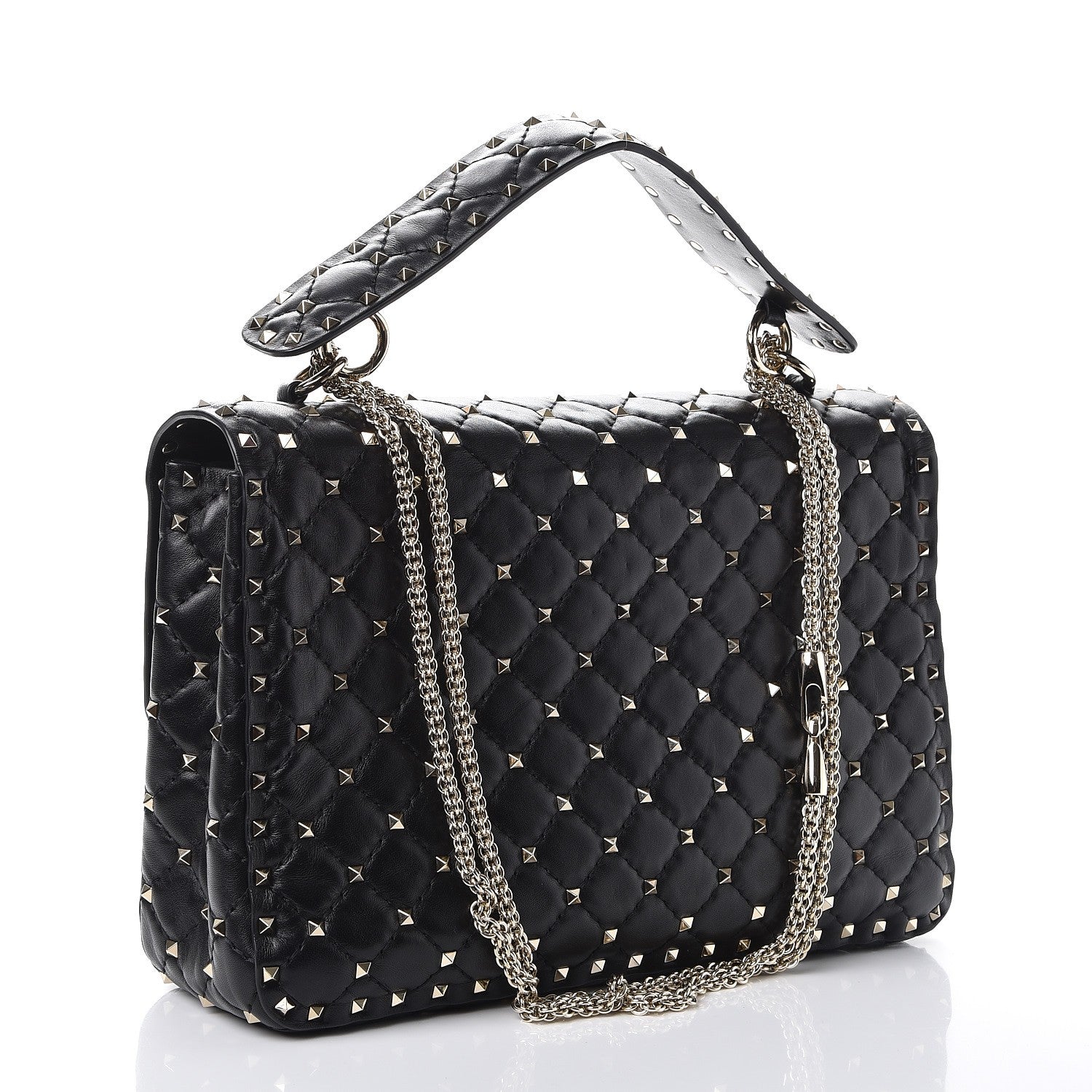 Valentino Garavani Lambskin Large Rockstud Spike Shoulder Bag Black 3 of 7