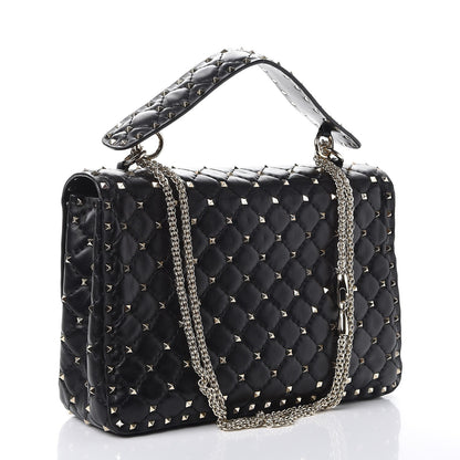 Valentino Garavani Lambskin Large Rockstud Spike Shoulder Bag Black 3 of 7