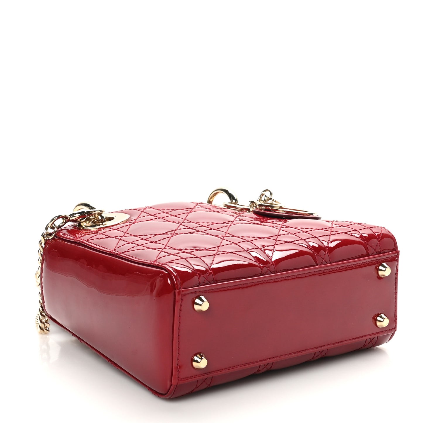 Patent Cannage Mini Lady Dior Rouge Cerise