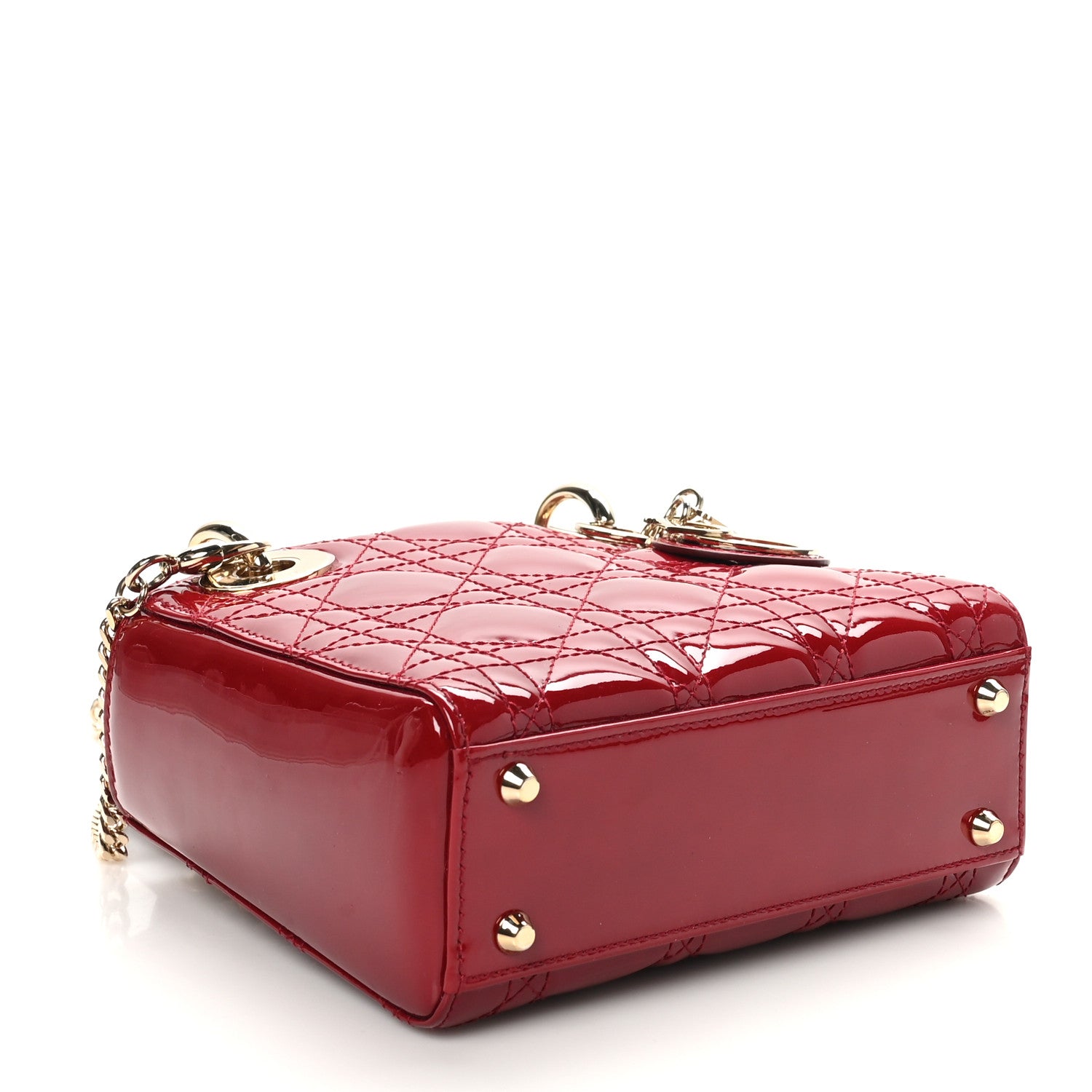 Christian Dior Patent Cannage Mini Lady Dior Rouge Cerise 4 of 11