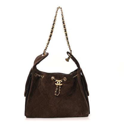 Chanel Suede Quilted Small Chanel 25 Handbag Dark Brown 1 of 11