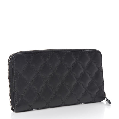 Chanel Calfskin Double Stitch Hamptons Zip Around Wallet Black 3 of 9