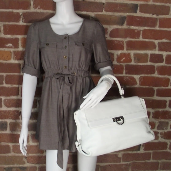 FASHIONPHILE SALVATOREFERRAGAMOLeatherLargeSofiaWhite 2 of 9