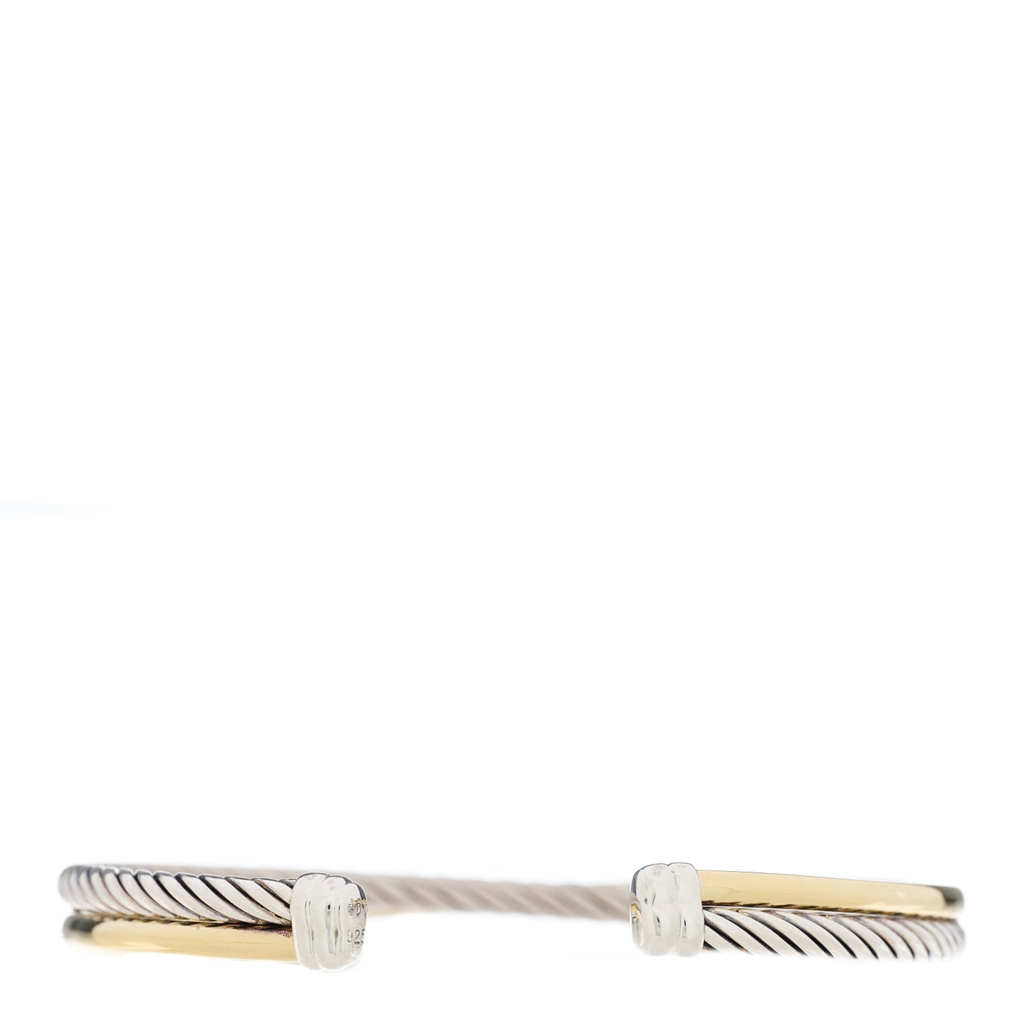 Sterling Silver 18K Yellow Gold 3mm Crossover Cuff Bracelet