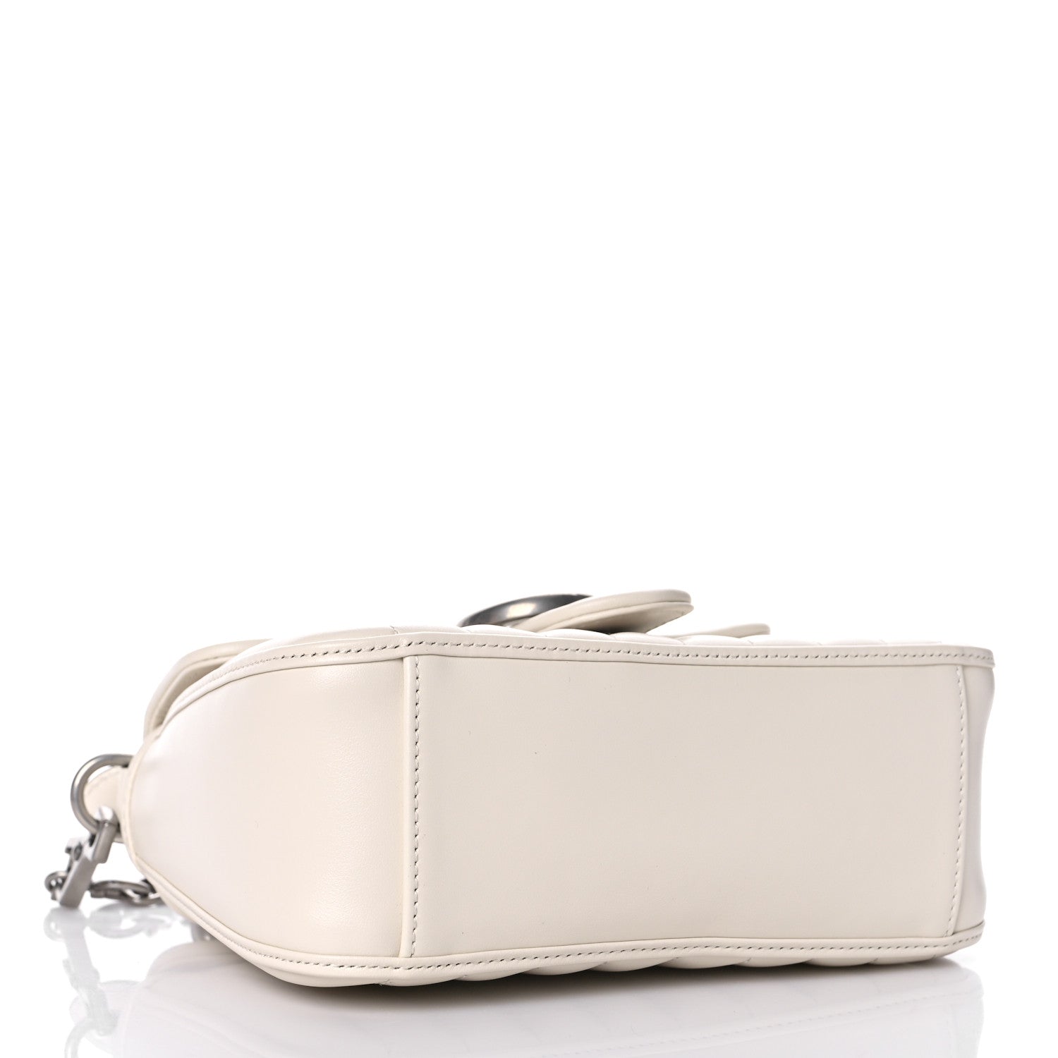 Gucci Calfskin Matelasse Aria Mini GG Marmont Top Handle Shoulder Bag Mystic White 4 of 9