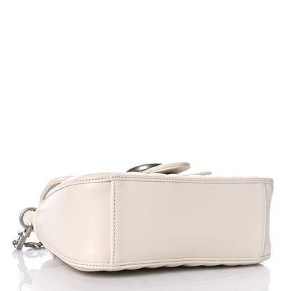 Gucci Calfskin Matelasse Aria Mini GG Marmont Top Handle Shoulder Bag Mystic White 4 of 9