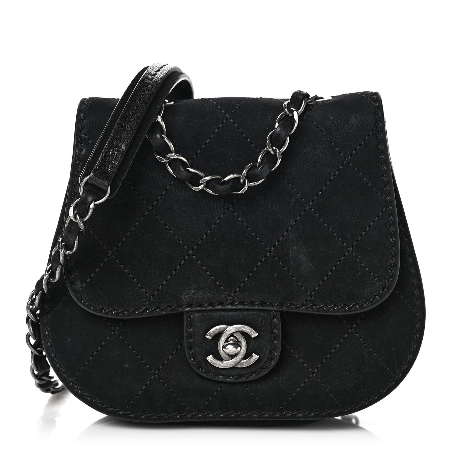 Nubuck Small Coco Twin Flap Black