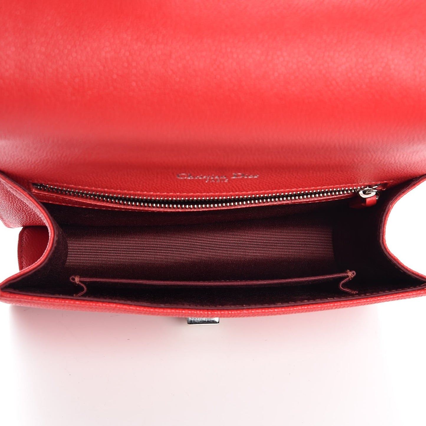 Grained Calfskin Medium Diorama Flap Bag Red