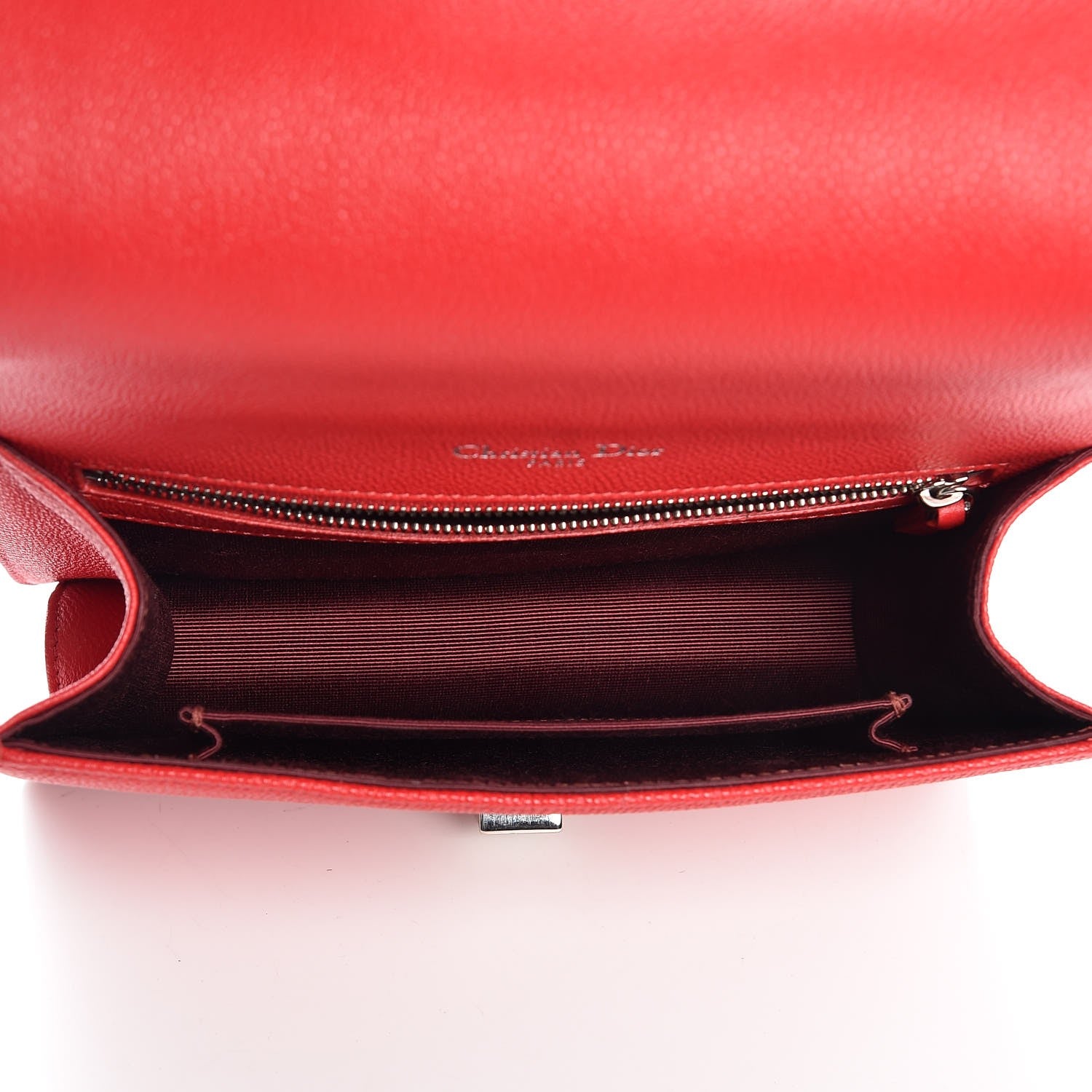 Christian Dior Grained Calfskin Medium Diorama Flap Bag Red 5 of 8