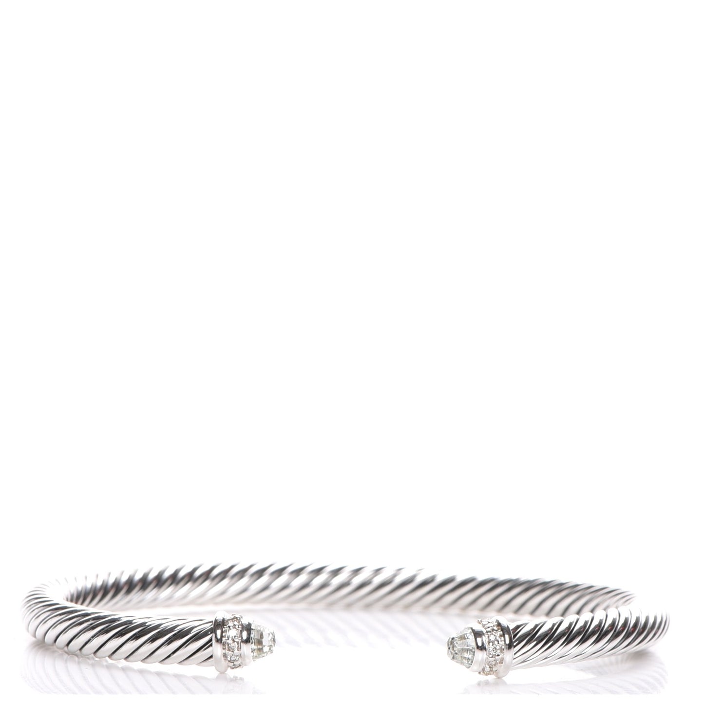 Sterling Silver Diamond Prasiolite 5mm Cable Classics Bracelet