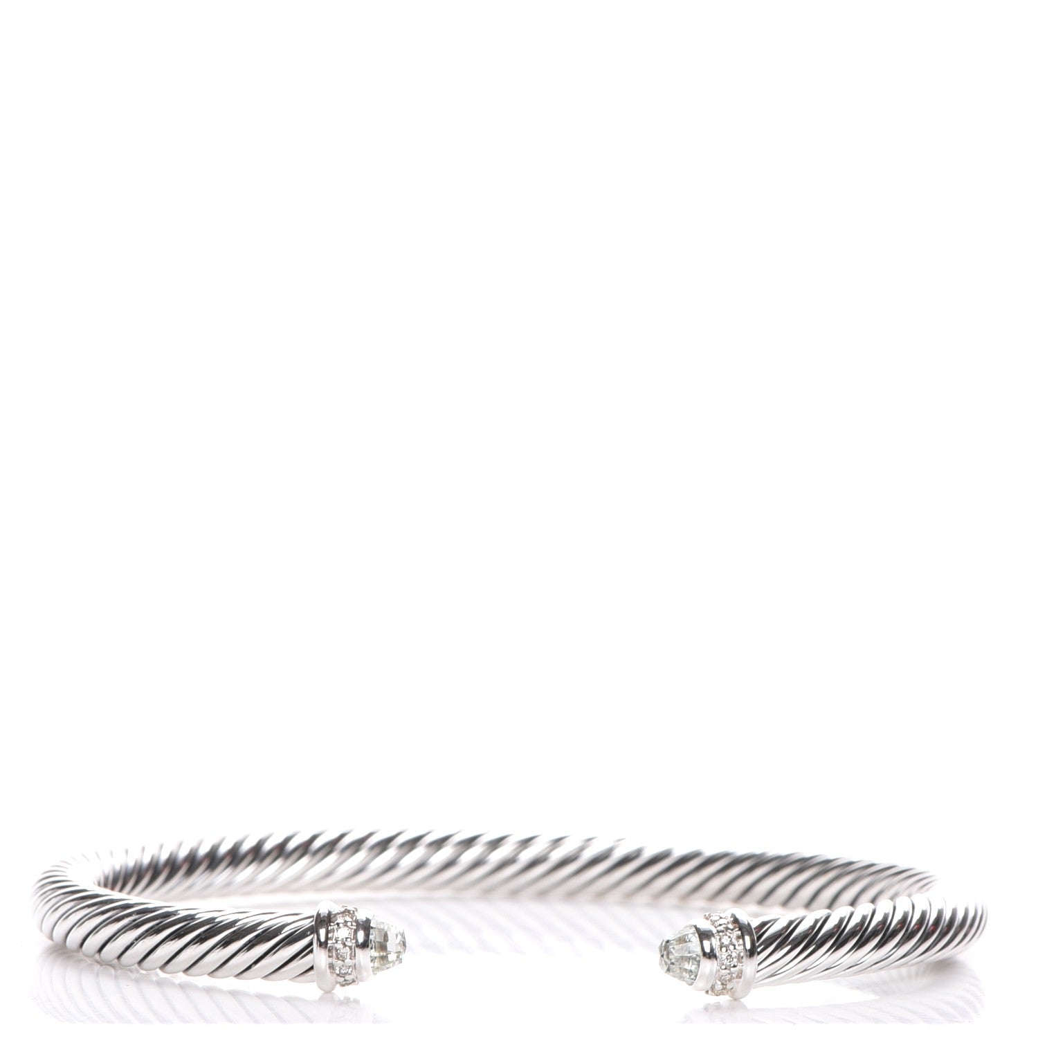 David Yurman Sterling Silver Diamond Prasiolite 5mm Cable Classics Bracelet 1 of 5