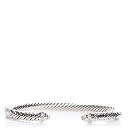 David Yurman Sterling Silver Diamond Prasiolite 5mm Cable Classics Bracelet 1 of 5