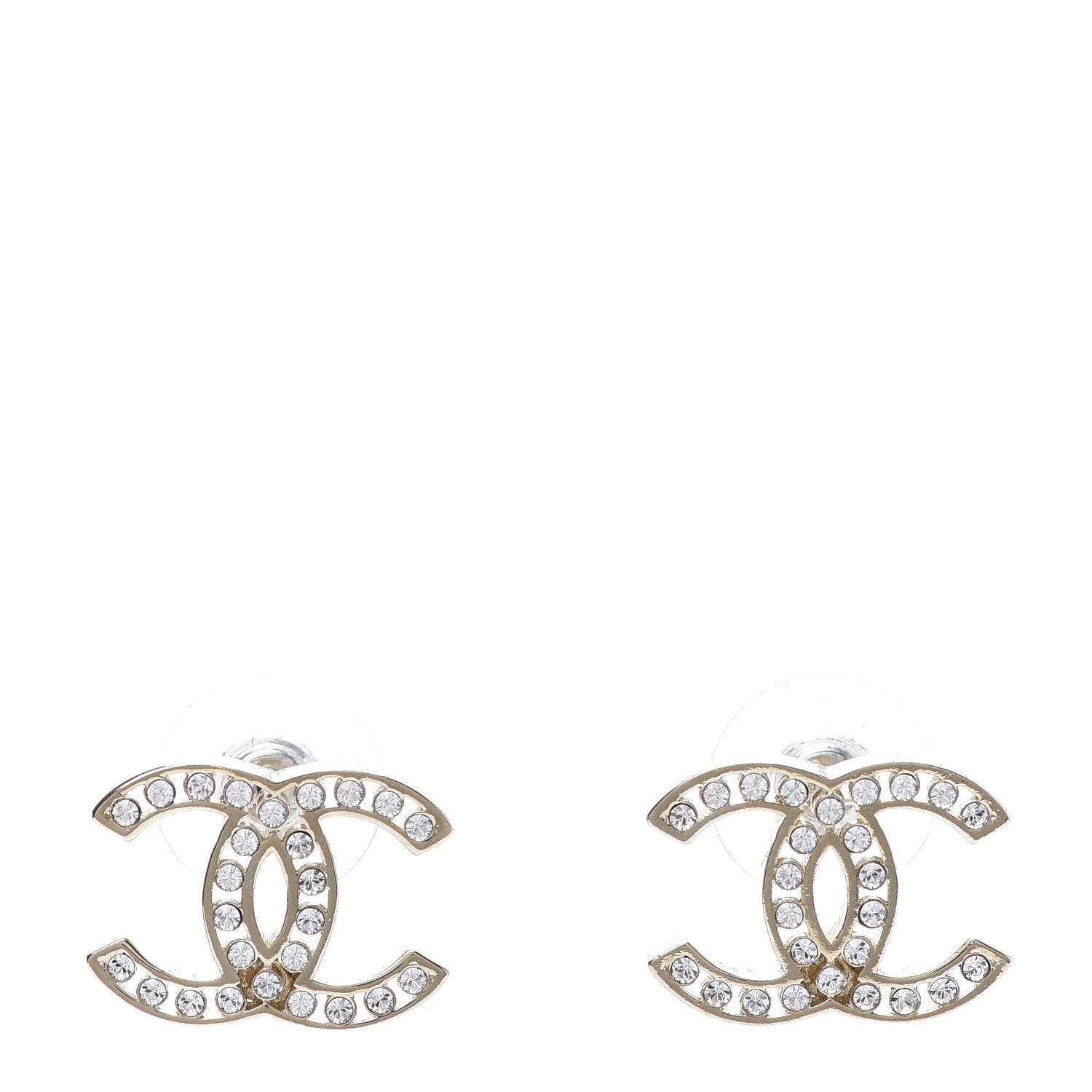Chanel Crystal CC Earrings Gold 1 of 6